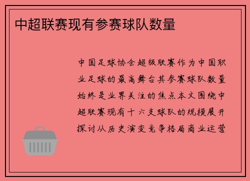 中超联赛现有参赛球队数量
