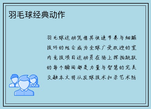 羽毛球经典动作